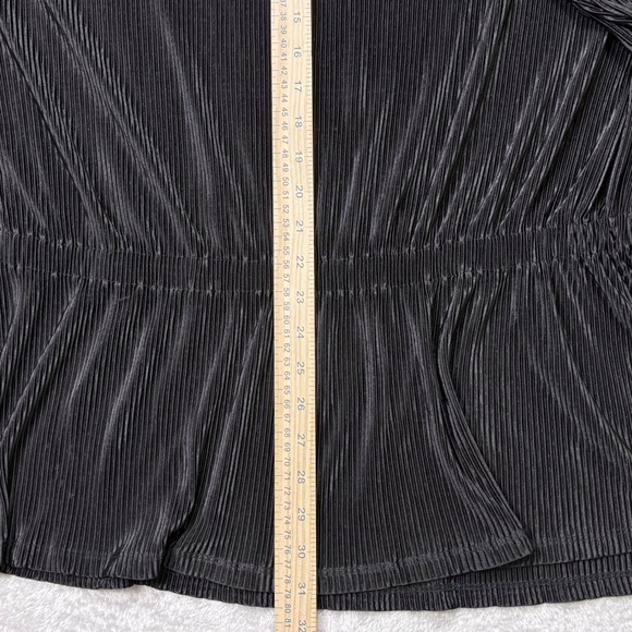 Lane Bryant Black Pleated V-Neck Peplum Tunic Top Plus Size 38/40 Dark Coquette - Picture 10 of 16